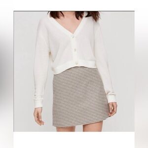 Aritzia Wilfred Renee Mini Skirt in Tan Plaid, Size 0